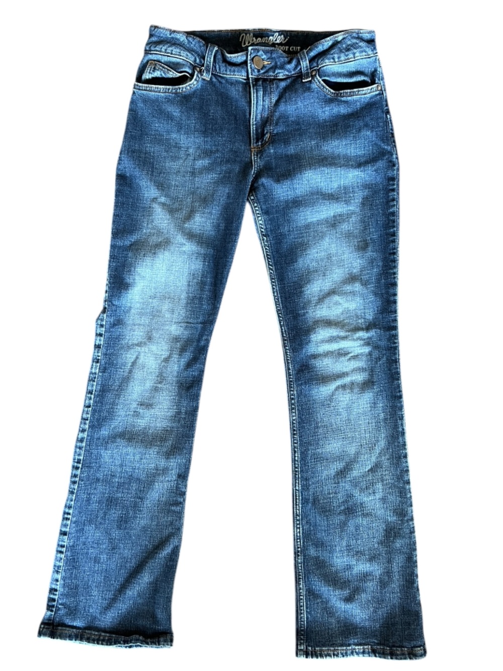 Wrangler Bootcut Jeans Womens 11x34 Medium Wash Stretch Mid Rise Western Denim